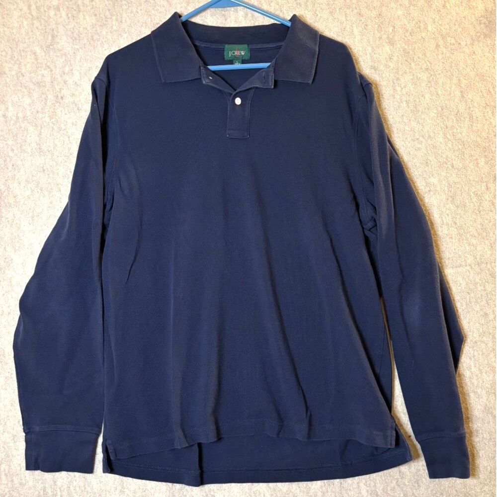 Vintage J.Crew Oarsman Men’s L Long Sleeve Polo Shirt Navy Preppy Y2K